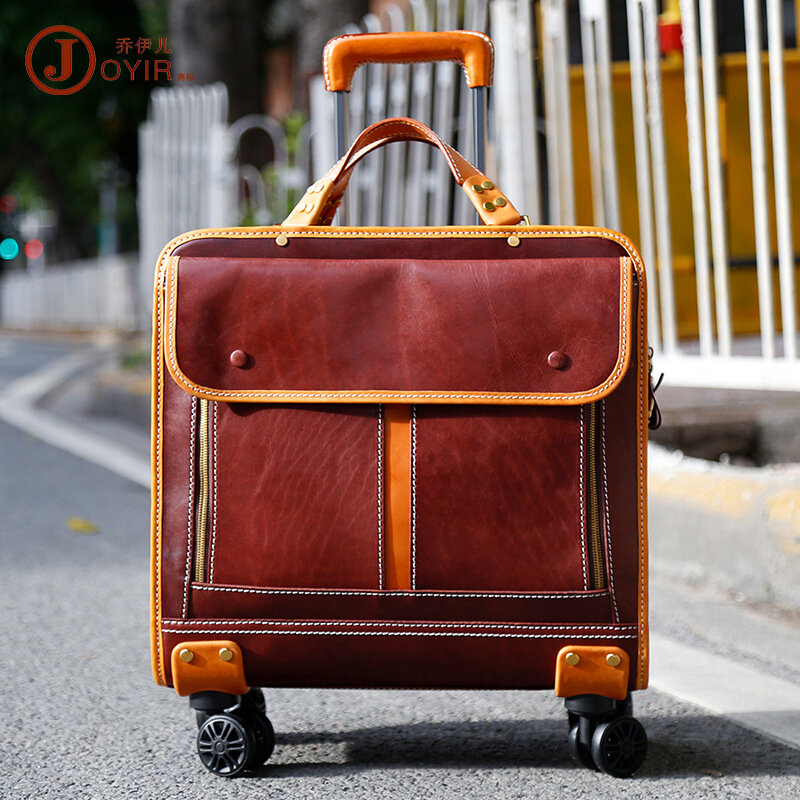 20-Polegada tecido couro trole mala universal roda boarding saco homem e mulher aplicável negócios retro bagagem de couro