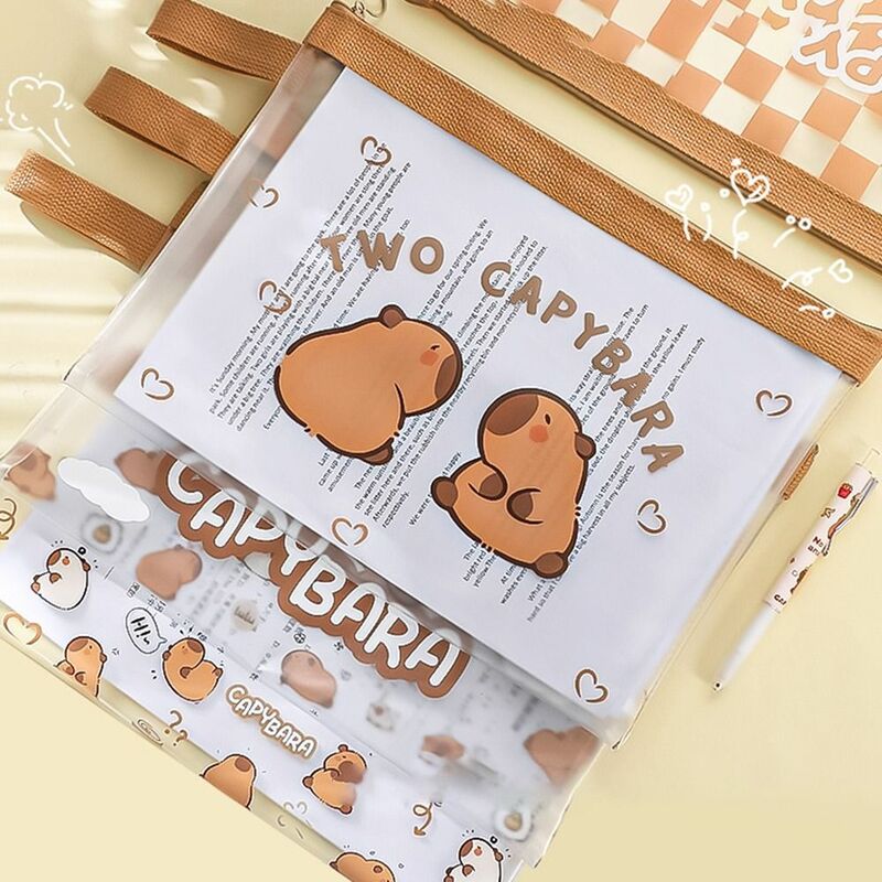 Capybara-Sac à documents transparent en PVC, pochette étanche de grande capacité, pour l'école et le bureau