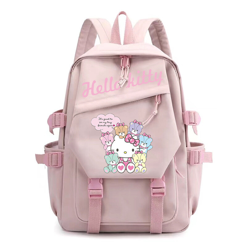 Sanrio Olá Kitty Estudante Schoolbag, remendo de transferência de calor, impresso, bonito dos desenhos animados, mochila para computador, novo