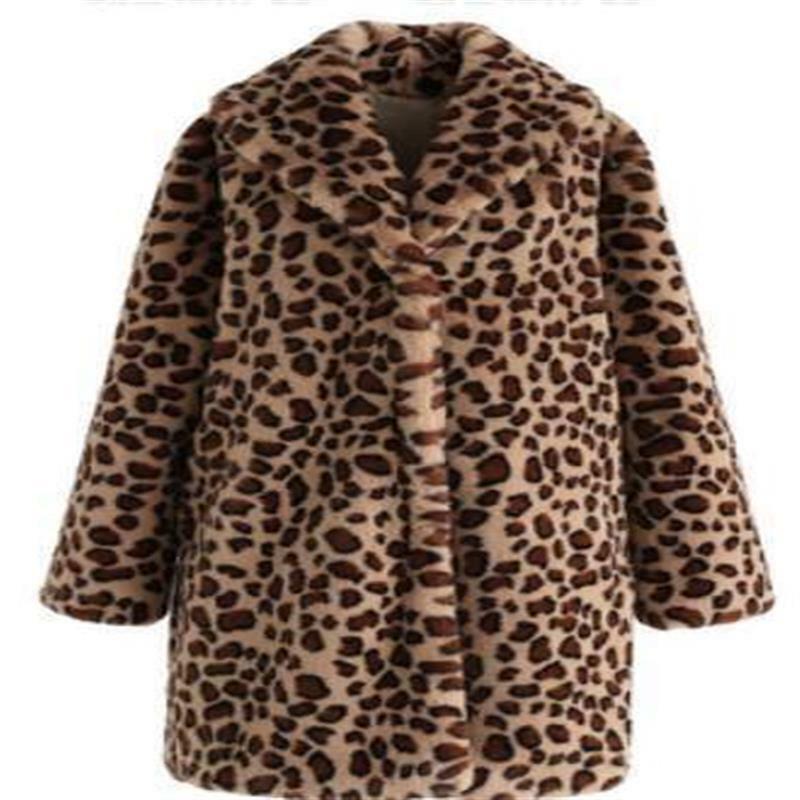 Manteau léopard Long en fausse fourrure pour femme