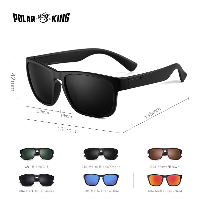 POLARKING-Męskie okulary przeciwsłoneczne z polaryzacją UV, markowe, wykonane z plastiku, kwadratowe soczewki, do jazdy samochodem i podróżowania