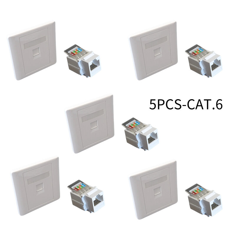 단일 포트 벽걸이 패널, 5PCS-86 네트워크, 6 기가비트 컴퓨터, RJ45 CAT.6