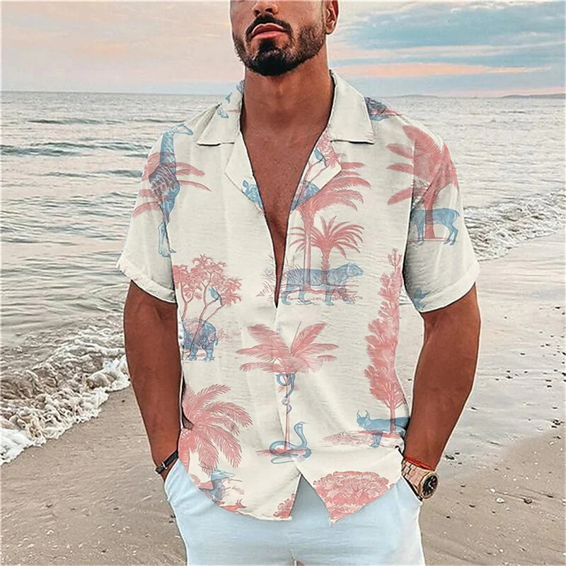 Summer Men Hawaiian Beach SHirt For Man's Jogging Sport Streetwear Casual Blouse Vintage Top Fashion 3D Print Oversize Clothes