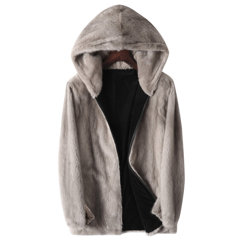 Tcyeek High-End Real Fur เสื้อแจ็คเก็ตผู้ชายฤดูหนาว Warm Mink Fur Coat ผู้ชายธรรมชาติขนสัตว์คู่-Faced สวมใส่ Casual Parka LM
