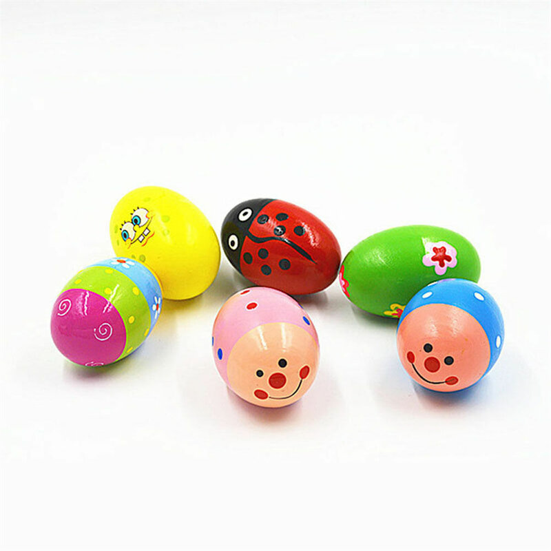 1PCS Wooden Egg Baby Toys Percussion Music Shaker Rattle Random Payment Replacement Classroom Music Instruments Accessories