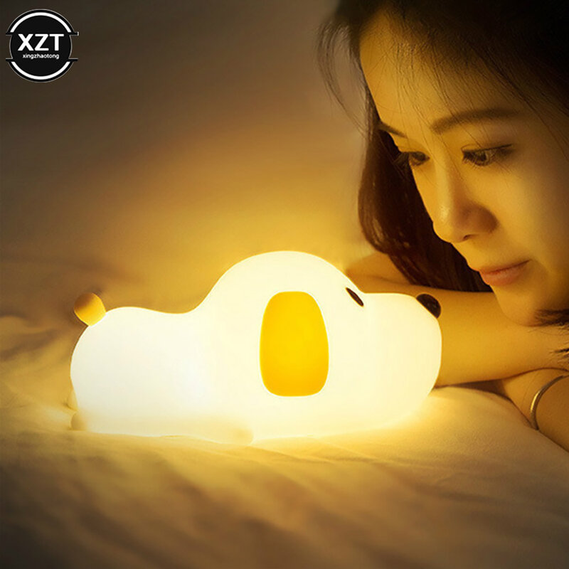 سيليكون الكلب LED ليلة ضوء اللمس الاستشعار 2 ألوان عكس الضوء الموقت USB قابلة للشحن السرير جرو مصباح للأطفال الطفل لعبة هدية