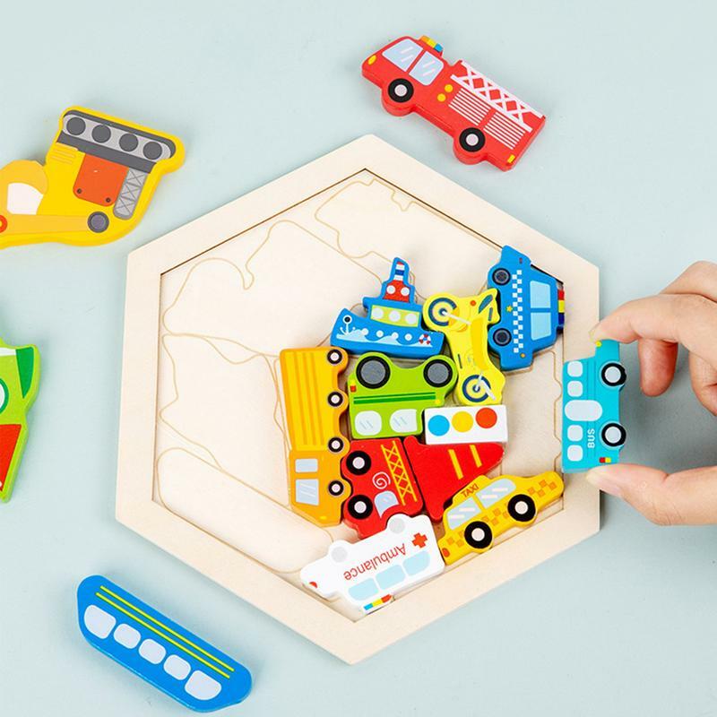 Wooden Building Block Montessori Color Shapes Learning Puzzles Wooden Puzzles With Smooth Edge And Burr-free For Toddler