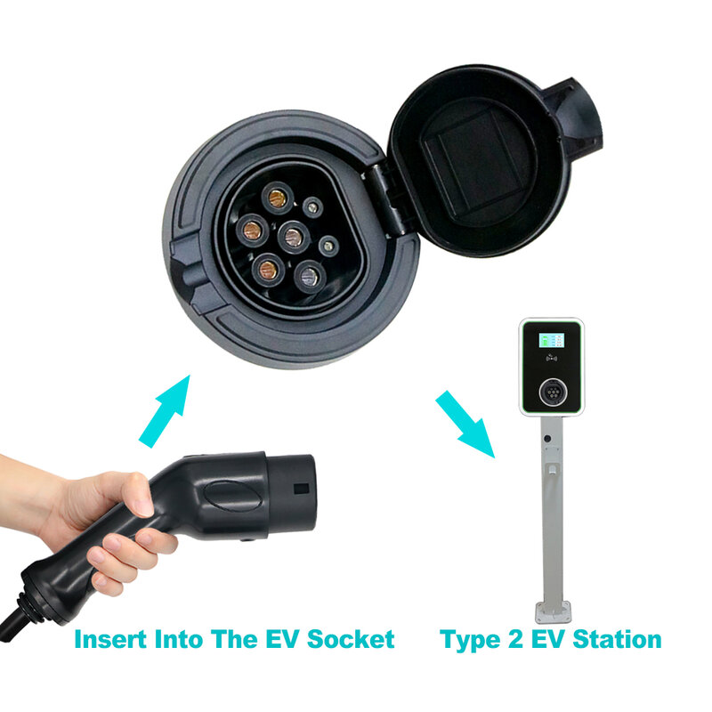EV зарядный адаптер для станции, разъем 32 А 22 кВт, тип 2, IEC 62169-2, европейский стандарт, гнездовой разъем, контакт с домашним зарядным устройством