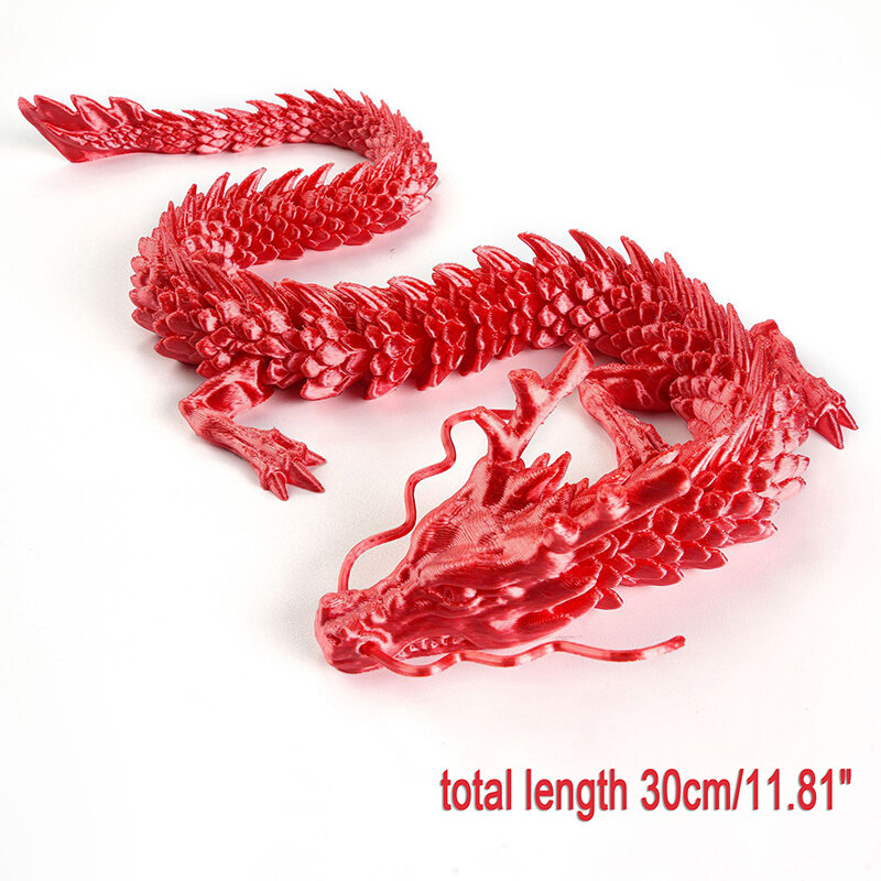 Ornement flexible long de dragon articulé imprimé en 3D, modèle de jouet, décoration de bureau à domicile, cadeaux pour enfants