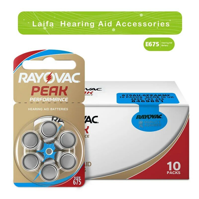 Rayovac Peak 60 PCS Zinc Air 1.45V Battery 675A A675 675 PR44 for BTE RIC Hearing Aid Sound Amplifier Free Shipping Dropshipping