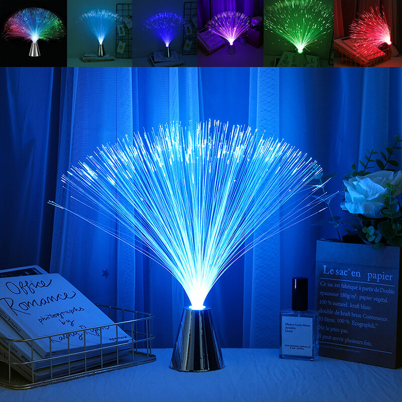 Lámpara LED de fibra óptica Multicolor, luz de cielo estrellado para vacaciones, boda, centro de mesa, iluminación nocturna, decoración