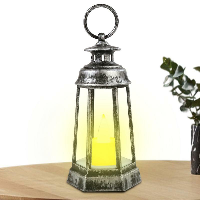 Lanterne à bougie LED décorative, bougeoirs chauds, ornement de décoration intérieure, bougie à main rétro