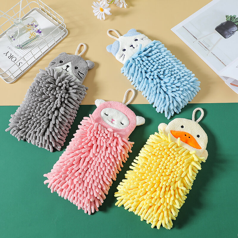 Animal Cute Hand Towel for Bathroom Quick Dry Chenille Hand Towel Kitchen Cat Pattern Can Customizable Wholesale