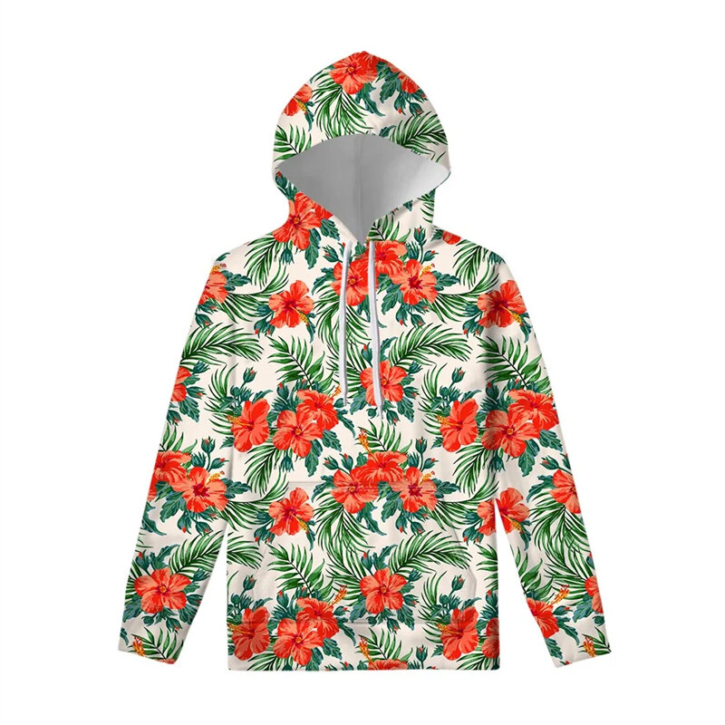 Jesienna nowa hawajska bluza z kapturem męska i damska bluza 3D z kwiatowym nadrukiem kurtka z kapturem Hip Hop Street luźna wygodny Top bluza z kapturem
