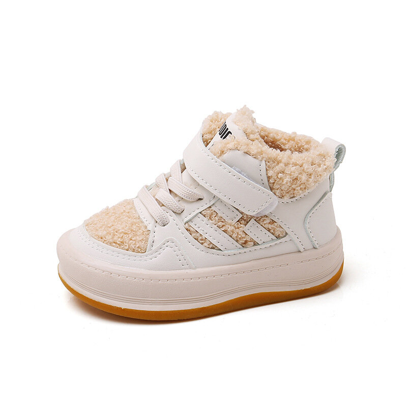 Хлопковая обувь для девочек, детская плюшевая утолщенная нескользящая обувь, теплая спортивная обувь для мальчиков, детские мягкие удобные зимние кроссовки