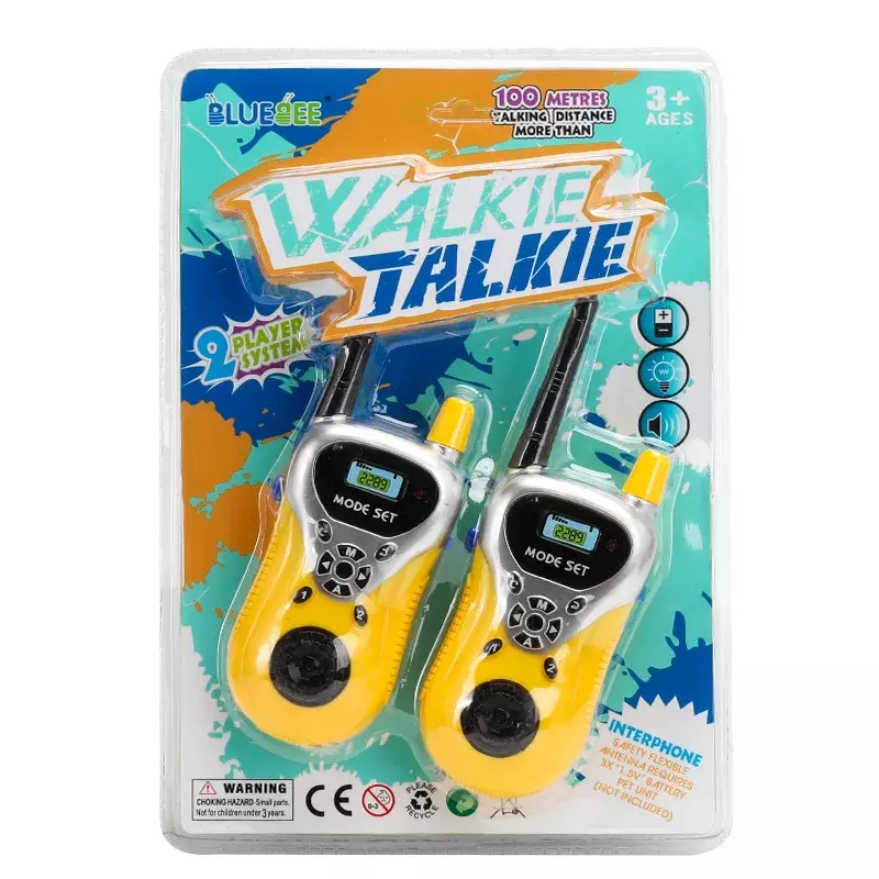 Mini Walkie Talkies portáteis para crianças, brinquedo portátil de rádio bidirecional, presentes de aniversário, brinquedo interfone ao ar livre, dia das crianças, 300m, 2 peças