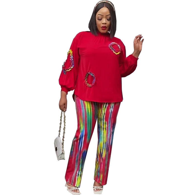 Costume africain pour femmes, ensemble 2 pièces, Dashiki, haut à manches longues et pantalon, nouvelle mode printemps-automne