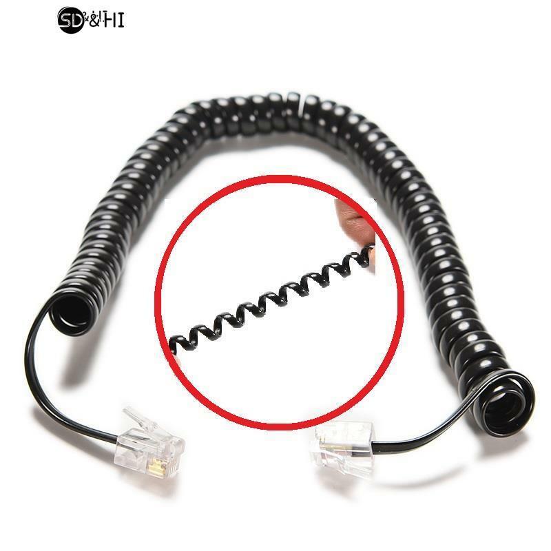 Cable de extensión de teléfono macho a macho de 6,5 pies, Cable de línea de bobina rizada, Cable en espiral para teléfono de hasta 2M