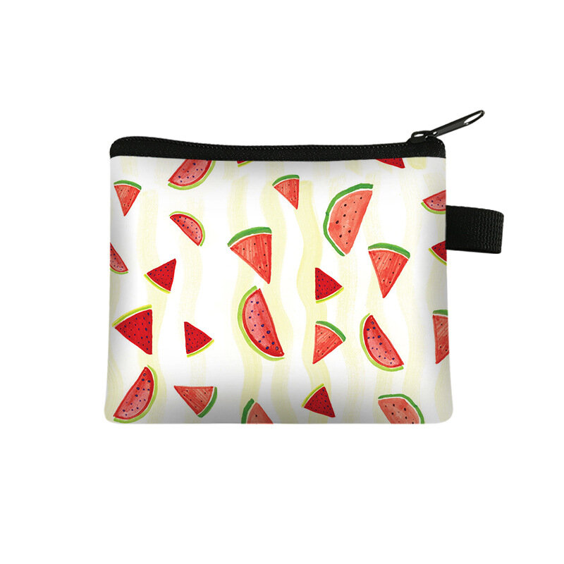 Tas masker buah semangka dompet portabel tas kartu tas penyimpanan kunci koin tas tangan poliester dompet koin tas Mini kantung lucu