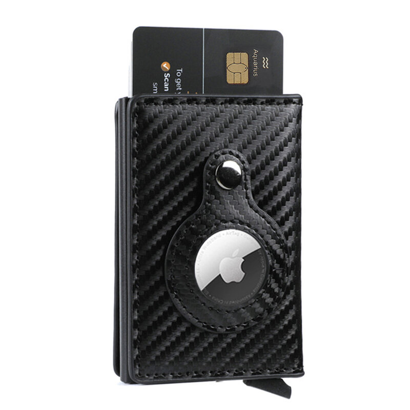 Włókno węglowe do portfela Apple Airtag męski identyfikator firmy posiadacz karty kredytowej Rfid Slim Anti Protect Airtag portmonetka Dropship