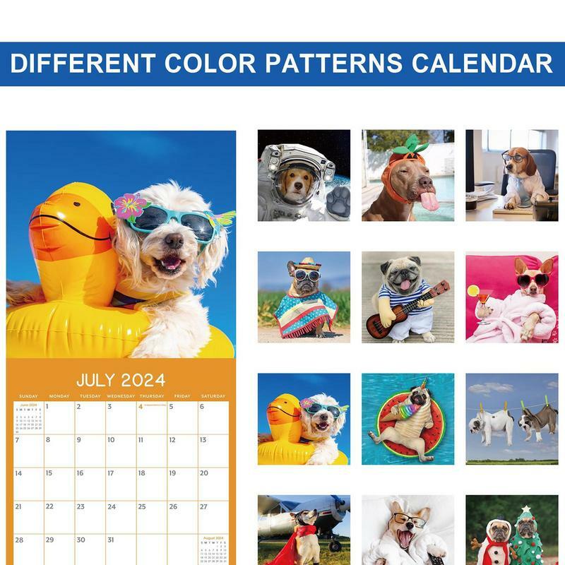 Ежемесячный настенный календарь Fun Dog 2024, Забавный бумажный календарь для дома, гостиной, спальни, новогодний декор