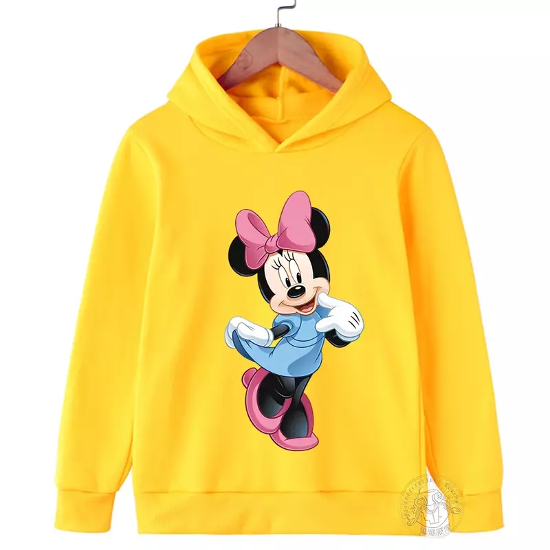 Disney Minnie bluza dziecięca z nadrukiem z kapturem jesienna bluza z kapturem dla chłopców dziewcząt odzież dziecięca Graffiti na co dzień