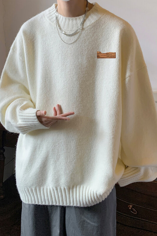 Новинка Осень-зима мужской свитер с воротником-стойкой мужской бархатный плотный теплый вязаный свитер модный универсальный свитер женский
