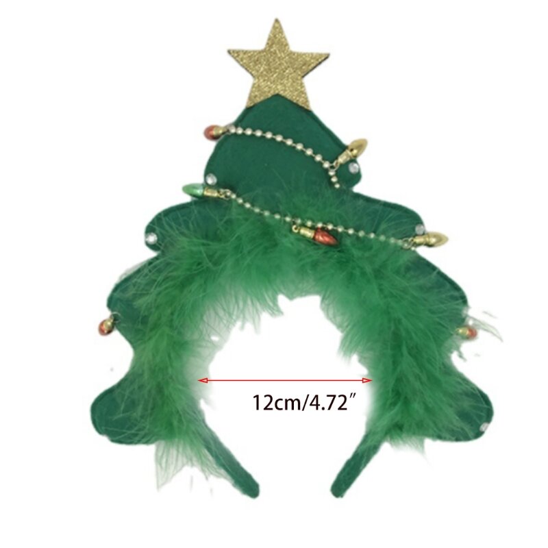 Y1UB Băng đô cây thông Noel sang trọng Feather Xmas Tree Hairband Đạo cụ hình ảnh ngày lễ