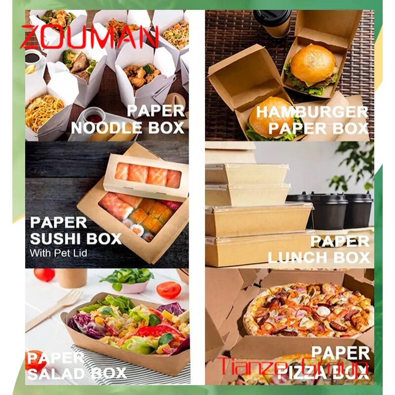 Caja de embalaje de comida rápida personalizada desechable, caja de hamburguesa de embalaje, caja de contenedor de comida para llevar, caja de hamburguesa ecológica