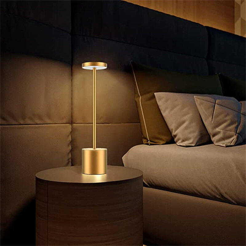 Lámpara de mesa LED recargable, barra de atenuación táctil, luz nocturna inalámbrica, escritorio, lámpara de lectura para restaurante/dormitorio