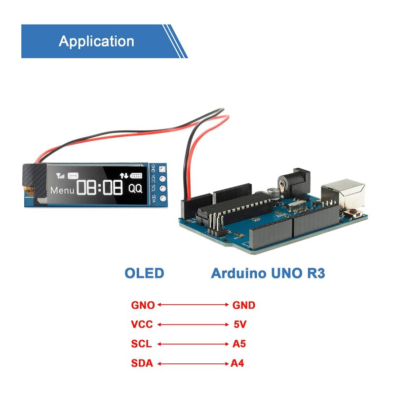 0.91 인치 I2C OLED 디스플레이 모듈, I2C OLED 스크린 드라이버, DC 3.3V-5V (백색광), 5 개