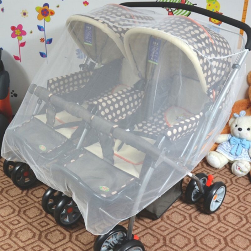 Double Stroller Mosquito Net Anti-Bug Mesh Cover for Pushchair Baby Travel Gear