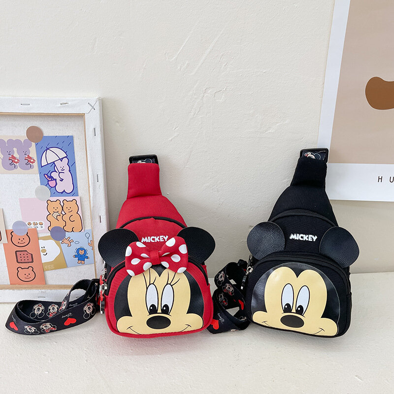 Disney-Bolso de pecho de Mickey Mouse para niños, mochila de viaje para niños y niñas, bolso cruzado de tela Oxford, bolso de hombro de moda, regalo para niños