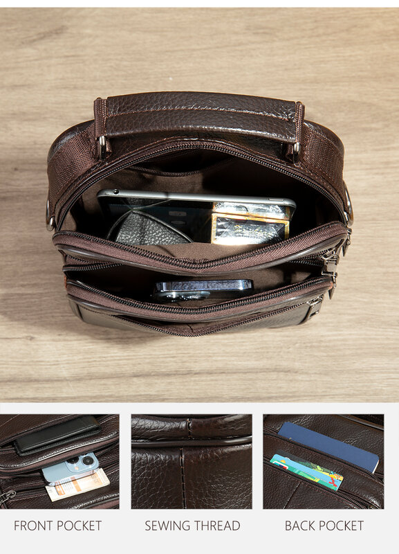 Westal 100% 가죽 메신저 백, 남성용 숄더백, 진짜 가죽 가방, Desinger 지갑 및 핸드백