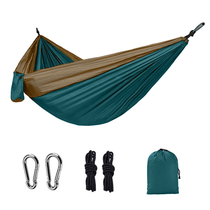 Tempat tidur gantung berkemah luar ruangan portabel satu orang, tempat tidur gantung kain parasut kekuatan tinggi dengan warna nilon