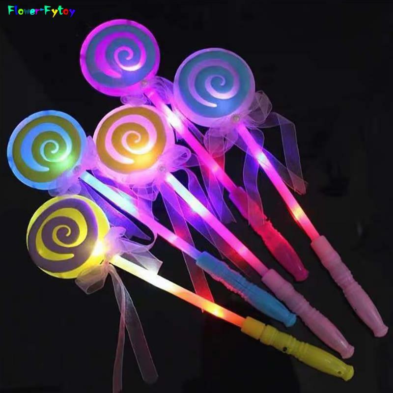 Led lollipop fada princesa varinha flash luz brilho vara suprimentos de festa lâmpada brinquedos cor aleatória