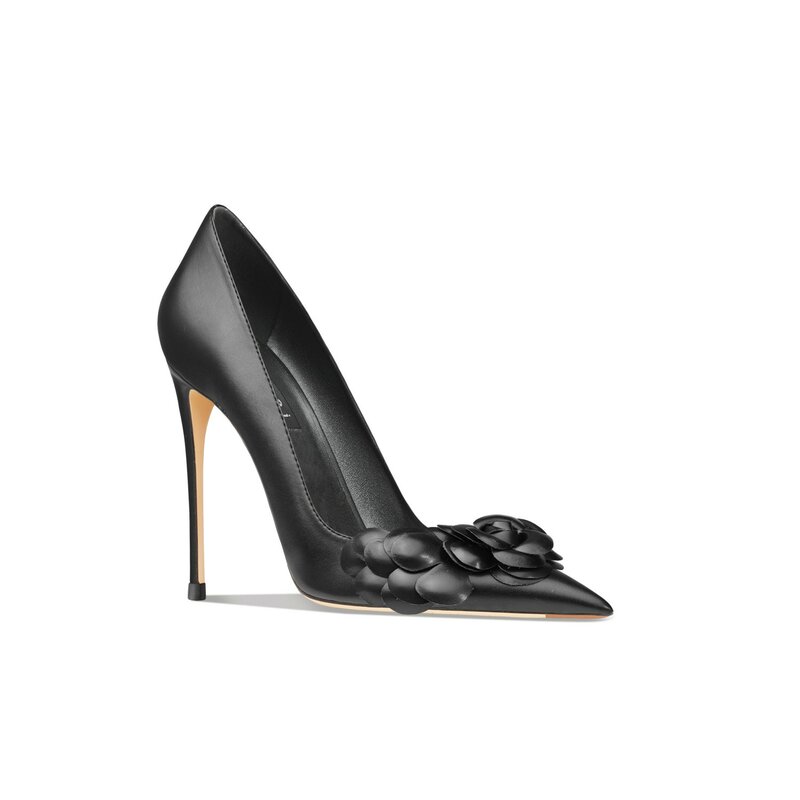 Женские туфли на высоком каблуке, классические туфли-лодочки с острым носком и большими цветами, офисные туфли на высоком каблуке, новинка 2023