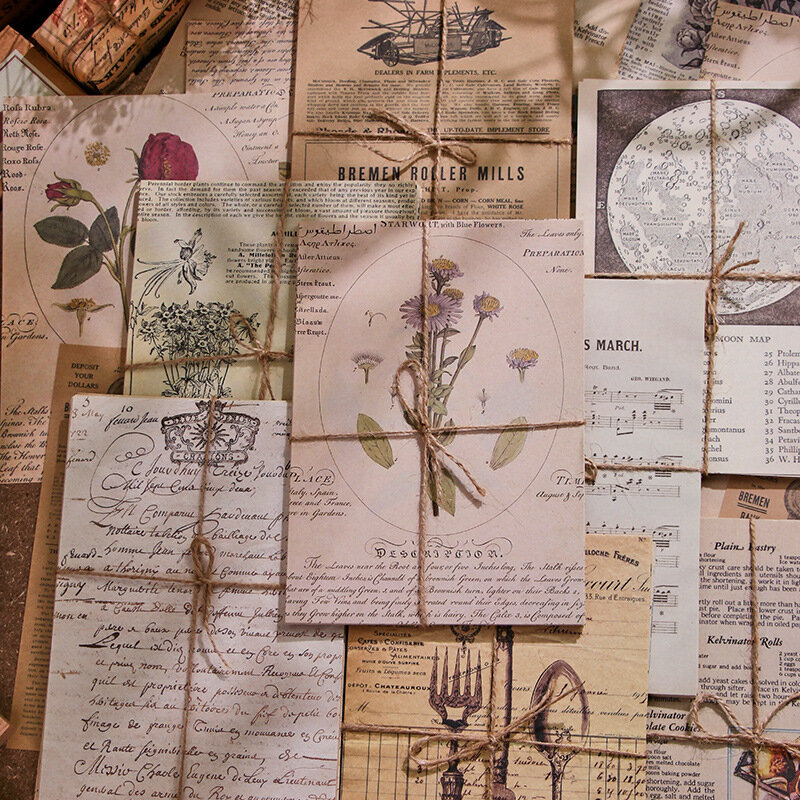 30 folhas de estilo retro material estético papel junk journal planejador scrapbooking decorativo do vintage ofício diy papel de fundo