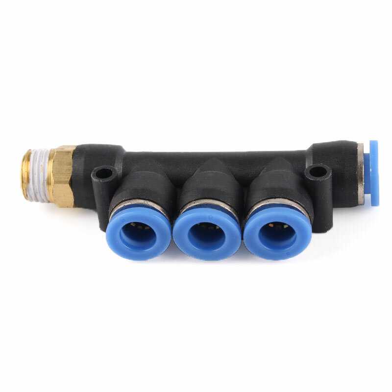 Conector pneumático Push In Fit, Trachea Quick Connector, Rosca PKB, Tubo de ar e água, 5 vias, 4mm, 6mm, 8mm, 10mm, 1, 2, 3 pontos
