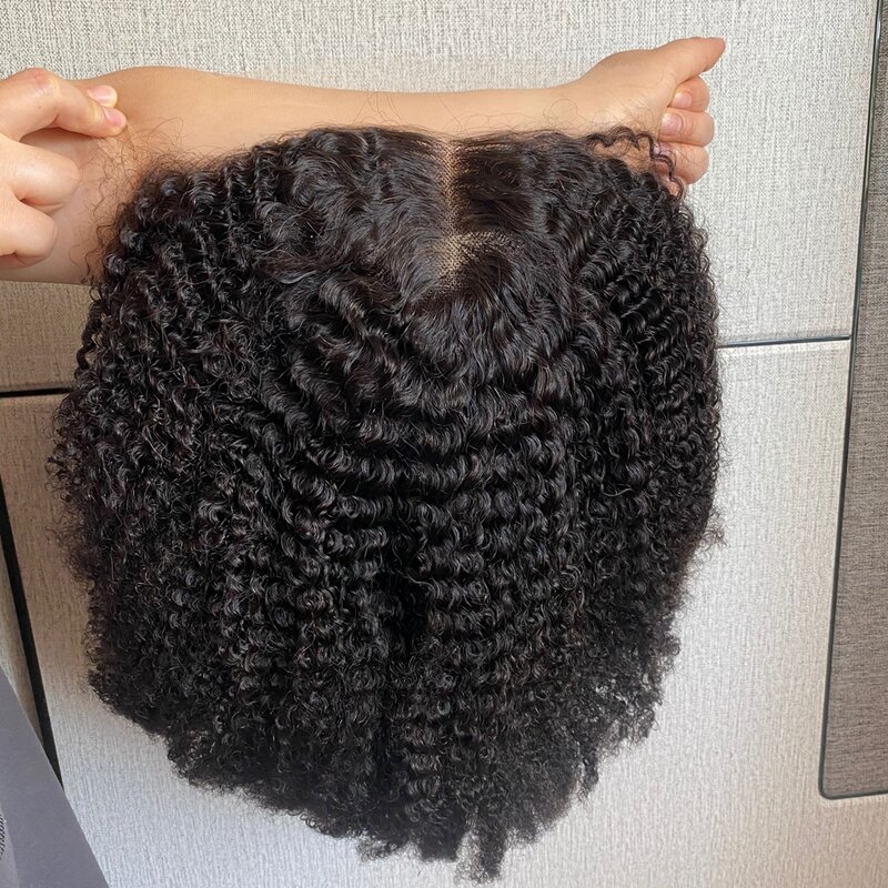 6X6 Afro Kinky Krullend Pruik Onzichtbaar Smelt Skins Hd Lace 13X6 Diep Deel Kant Full Lace Menselijk Haar Pruiken Pretokkelde Remy Hair