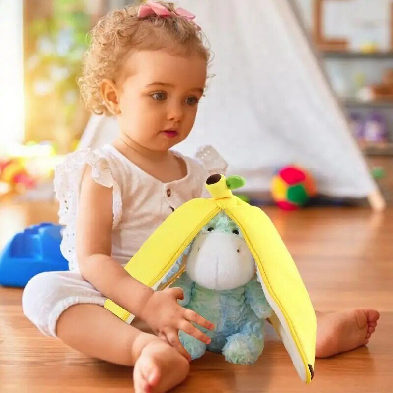 ตุ๊กตาหนานุ่มกล้วยลาสำหรับเด็กของเล่นหูยาวดีไซน์ลาเหมือนจริงและทนทาน