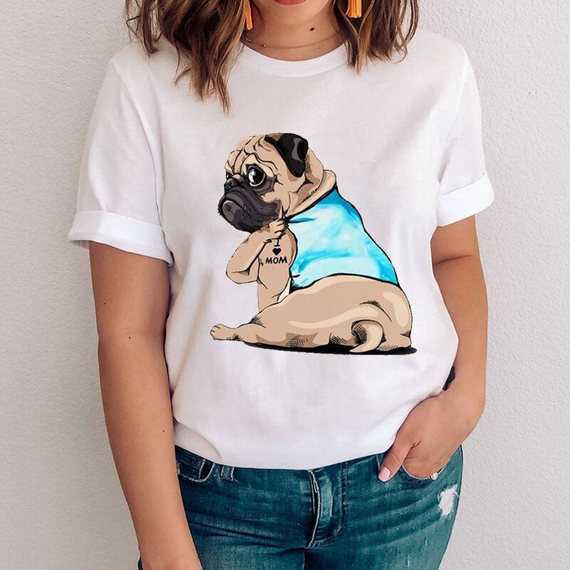 Camiseta informal con estampado de pata de perro para mujer, ropa Kawaii de animales de los años 90, Tops estampados, ropa para mujer