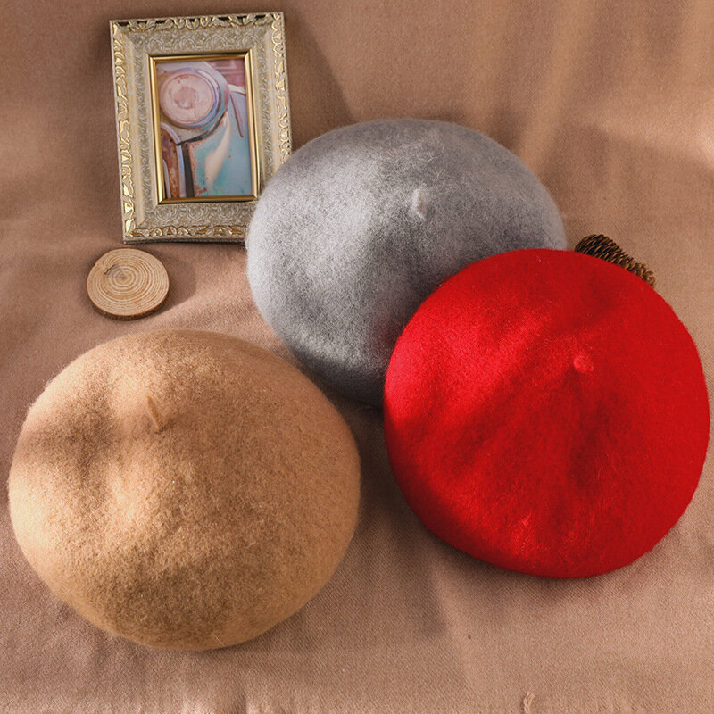 Berretto da donna autunno inverno berretto di lana da donna cappello da pittore Casual di lana Bud