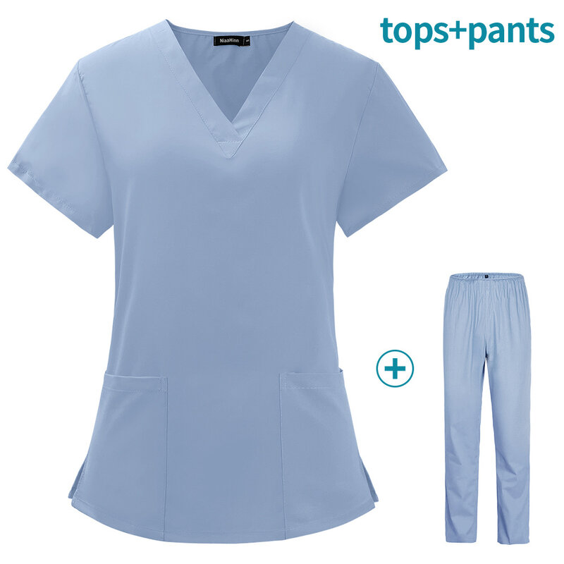 Медицинская униформа, операционная униформа медсестры, оптовая продажа, набор с двумя картинками для зубных животных, удобная быстросохнущая посадка