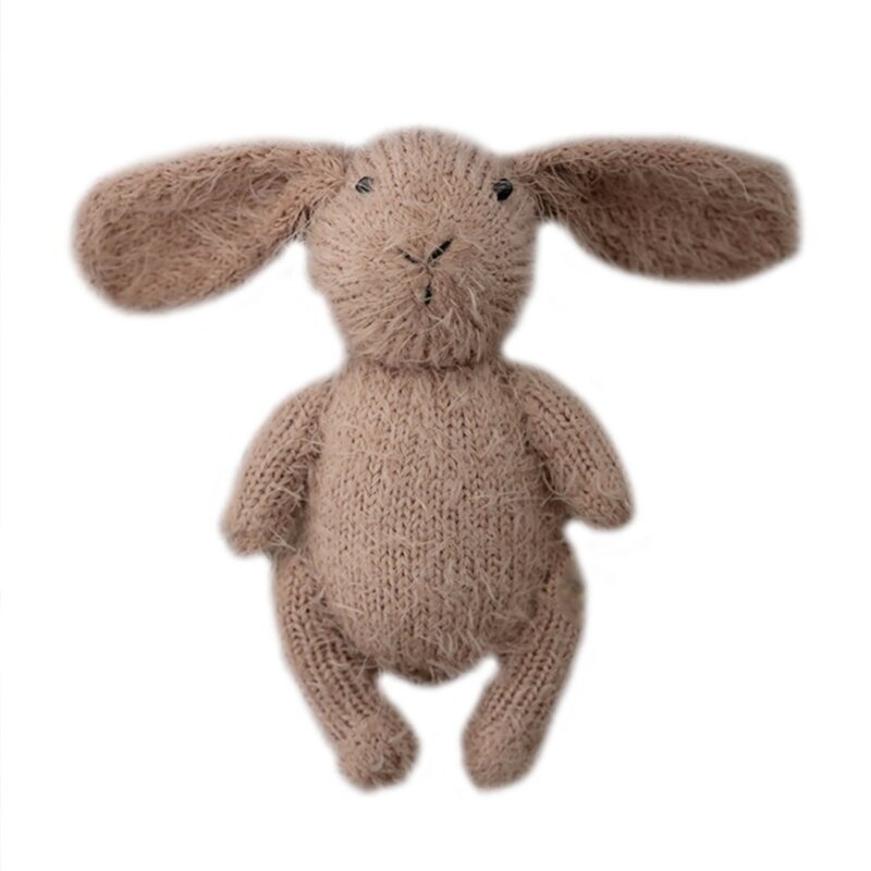 Recién nacido Mohair conejo juguete fotografía Prop bebé hecho a mano tejido conejito muñeca