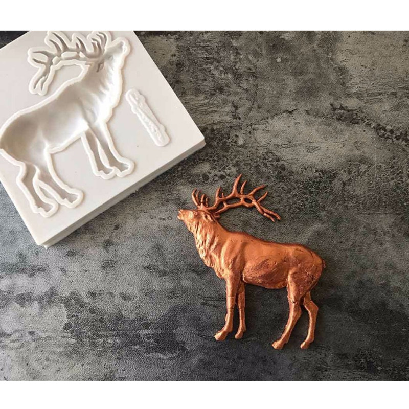 Natal elk molde de silicone molde fondant bolo de chocolate ferramentas de decoração argila gumpaste molde diy animal veados molde de moldagem