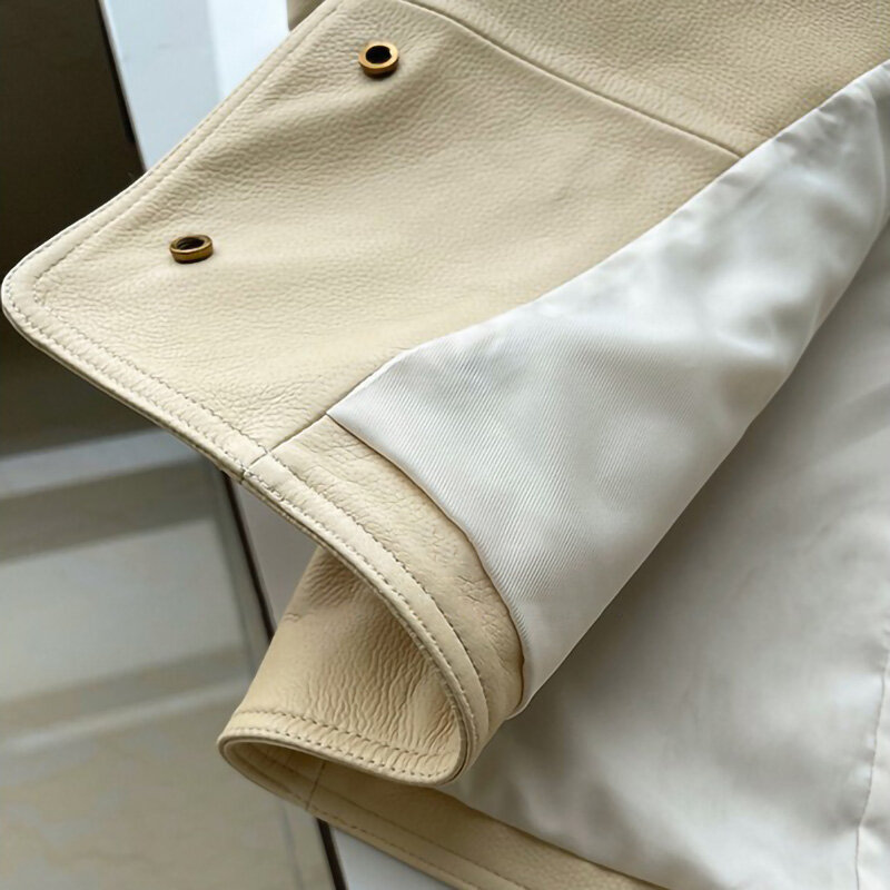 Lady Genuine Sheepskin Leather Jackets Solid Short Coats Elegant Fashion Crop Outwear High Quality 2022 New Autumn AEL4942