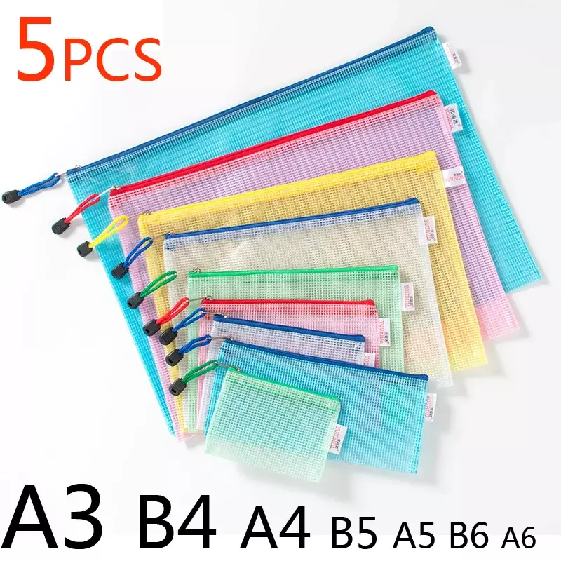Pcv magazyn materiałów piśmienniczych torba Folder plik siatki torebka na suwak A4 A5 A6 B4 B5 A3 B4 aktówka teczki na dokumenty szkolne materiały biurowe