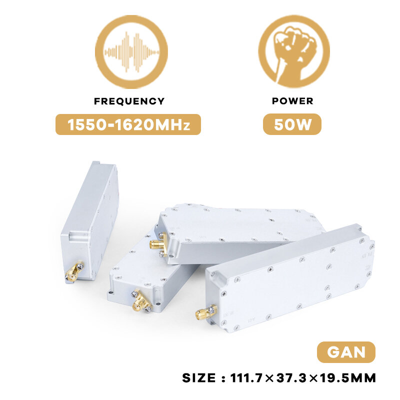 Solusi C-UAS canggih, 50W 1550-1620MHz GaN Anti Drone FPV modul RF Amplifier sistem gangguan pesawat tanpa awak