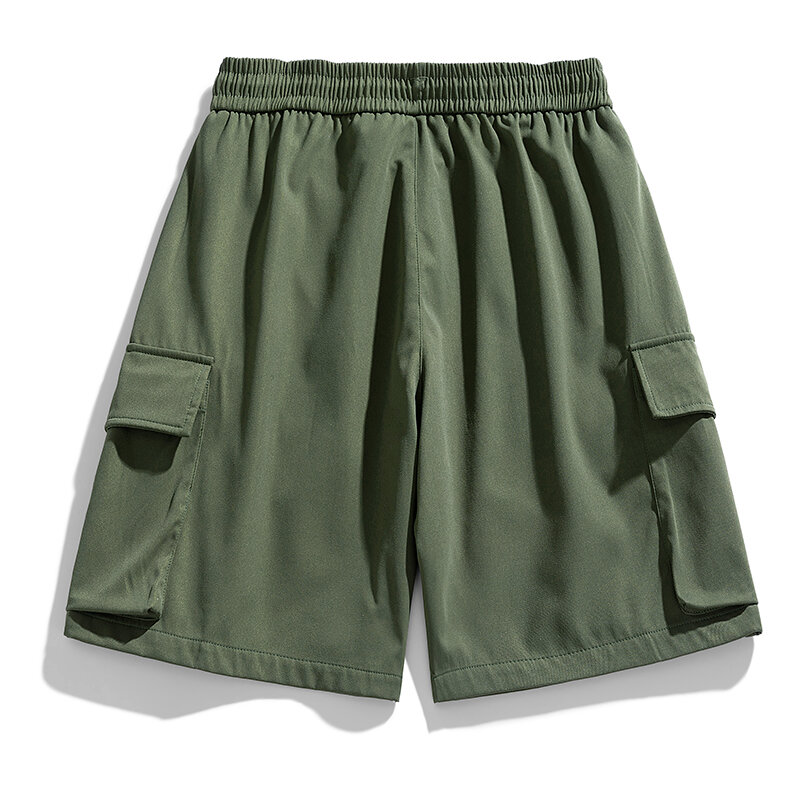 Męskie szorty Cargo Jednokolorowe krótkie spodnie z wieloma kieszeniami Letnie szorty Cargo ze sznurkiem w pasie Casualowe letnie szorty